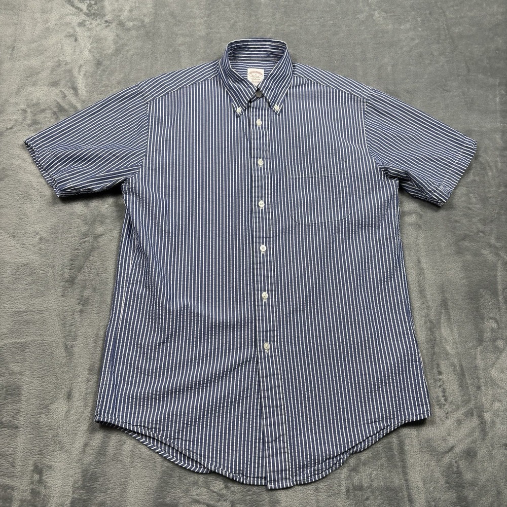 Brooks Brothers Madison Small University Stripe Seersucker Button Down Oxford